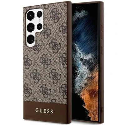 Image de CG MOBILE Étui Guess GUHCS24LG4GLBR pour S24 Ultra S928, Marron, Rigide, Collection 4G Stripe