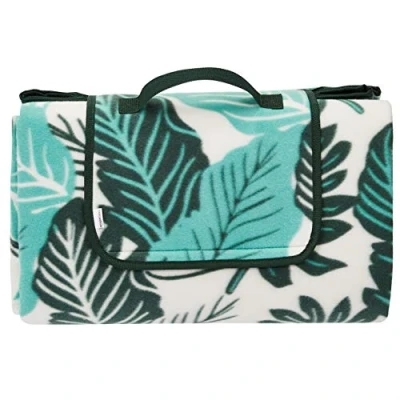 Image de Amazon Basics Duvet de voyage Couverture pour pique nique avec envers imperméable, Leaf Design, 200 x cm