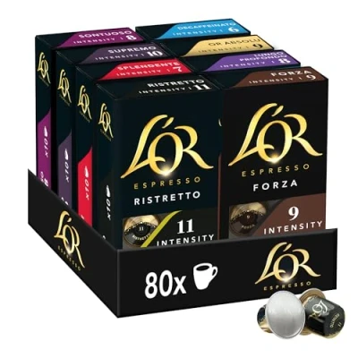 Image de L’Or Espresso Café 80 capsules assortiment de 8 variétés compatibles Nespresso ®*(lot x10) (L&#039;emballage peut varier)