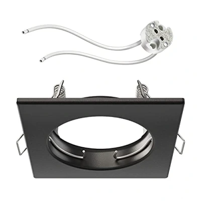 Image de ledscom.de Cadre de montage au plafond RIR noir mat angulaire (LED/Halogène/MR16/50mm) incl. douille GU5.3