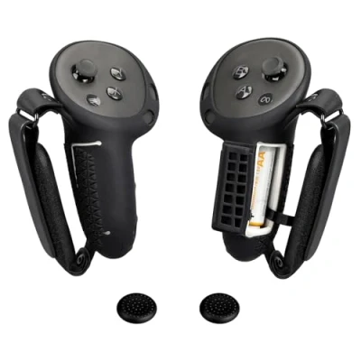 Image de Housse de poignée pour MetaQuest 3S/3, en Silicone améliorée avec Ouverture la Batterie et Sangles Ajustables, Protecteur antidérapant Quest 3S