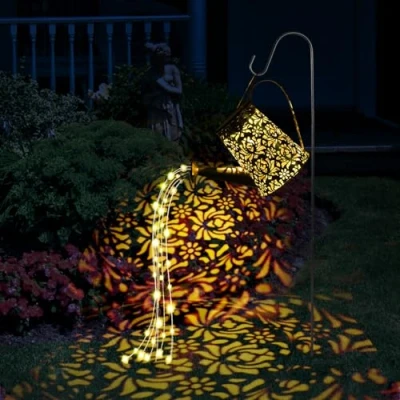 Image de GuKKK Arrosoir avec Lumières Solaire Féeriques Décoration Jardin Lumières, Lumineuse Exterieure, IP65 Imperméable, à LED l&#039;Extérieur Support (B)