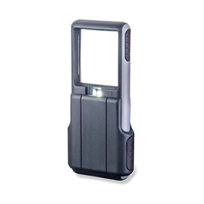 Image de Carson MiniBrite loupe de poche avec fonction éclairage par LED et un couvercle lentille coulissant, grossissement 3x (PO 25)