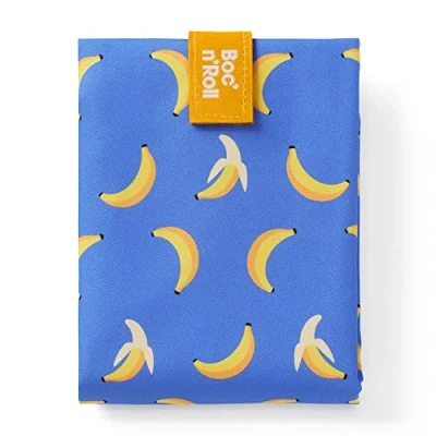Image de Roll&#039;eat ® Boc&#039;n&#039;Roll Fruits Design Banane Emballage sandwich réutilisable et lavable Boîte à nourriture écologique sans BPA Sac en tissu pour le gouter