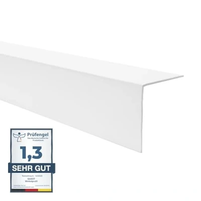 Image de Quest Équerre de protection des bords en PVC Sans ruban adhésif Barre d&#039;angle et coins 50 x mm 200 cm Blanc
