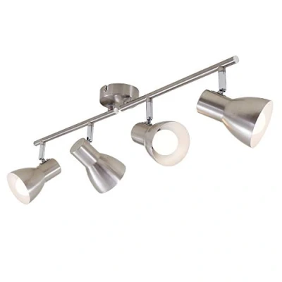 Image de BRILONER 2860 042 Plafonnier, Applique, Spots Orientables et Pivotants, 4X E14, Max. 25 Watt, rétro, Nickel Mat, 605x80x150mm (LxLxH)