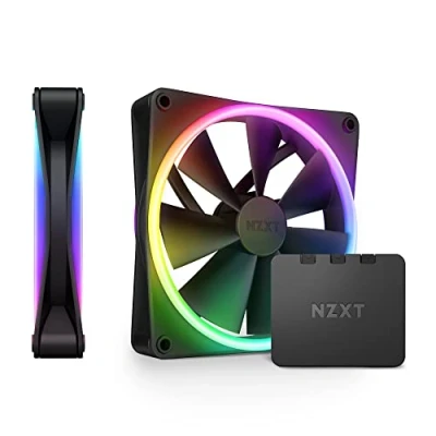Image de NZXT F140 RGB Duo RF D14DF B1 2 ventilateurs double LED de 140 mm 20 configurables individuellement Airflow et pression statique équilibrées Pack Noir