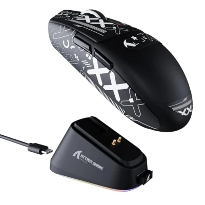 Image de ATTACK SHARK G3PRO Gaming Mouse with Magnetic Charging Dock, PixArt PAW3311 Sensor, BT/2.4G Wireless/Wired Grip Tape, 25000 DPI, Gamer Mice for Win11/Xbox/PS/Mac (Black)