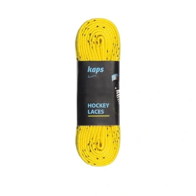 Image de Kaps Lacets de Skate Imperméables en Polyester Résistance à la Traction Exceptionnelle 190 daN Résistants l&#039;eau Pour Patins Hockey sur Glace Jaune et Noir 243cm
