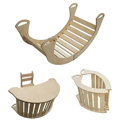 Image de Kids Pikler Triangle d&#039;escalade avec toboggan et arche en bois Différentes possibilités de jeu les appareils (lot 2)
