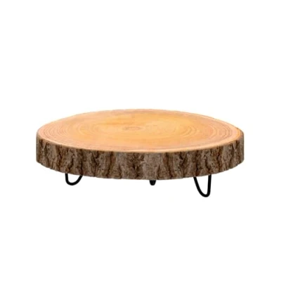 Image de Spetebo Mini table d&#039;appoint avec structure en métal 25 cm Petit Tabouret à fleurs bois Support pour plantes décoratif