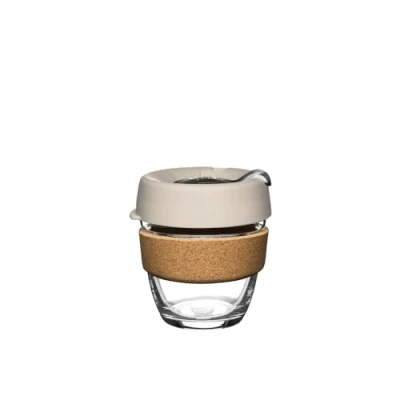 Image de KeepCup Tasse à café réutilisable en verre trempé avec couvercle anti éclaboussures, bande liège, légère, sans BPA, taille M, 340 ml Filtre