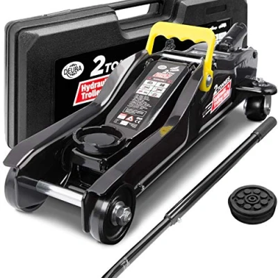Image de Deuba® cric hydraulique 2 tonnes Plat levée 85 330mm Valise Rangement Patins Levage Extra Bas Voiture Basse véhicules citadine