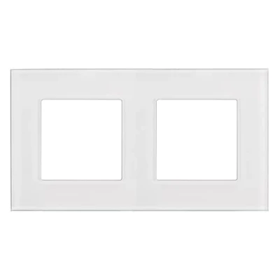 Image de Maclean MCE729W 2 fach Glasrahmen Panel 157x86mm für teckdose Modulare Wandsteckdose Unterputzdose Wanddose Einbaudose Unterputz Montage (2 Steckdose, Weiß)