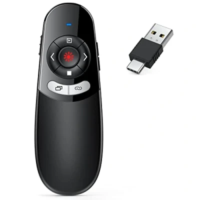 Image de Présentateur USB C sans fil 2.4 GHz PowerPoint Télécommande Pointeur pour Présentations Type et Récepteur USB, Rouge de présentation Windows 7/8/10/Mac/Linux/Android/PowerPoint