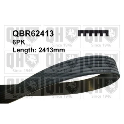 Image de QUINTON HAZELL QBR62413 Courroie Poly V 2413 6 AUDI: A6 C6 Berline, A4 B7 Avant, Q5, MERCEDES BENZ: Classe E ML, W124 Berline