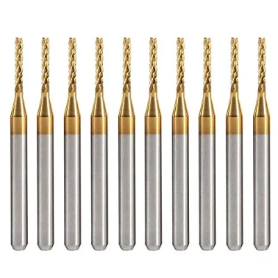 Image de 10pcs PCB Fraises Rotatives Titane Plaqué Carbure Fin Moulin Gravure Bits Set 1/8&quot;（3mm）Queue Forets Pour CNC 1.5mm
