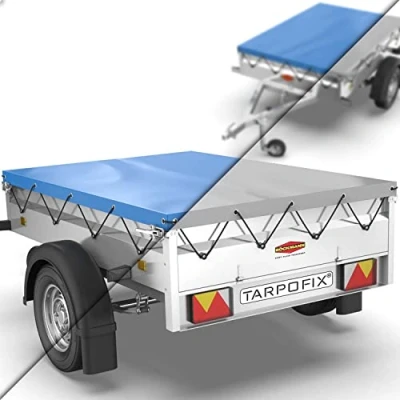 Image de Tarpofix® Bâche Protection Plate 209 x 115 10 cm avec Corde de remorque renforcée en PVC Bache pour Divers modèles remorques Voitures 750kg
