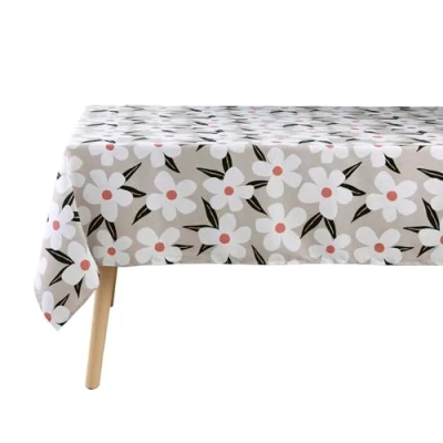 Image de douceur d&#039;intérieur, Nappe Rectangle (140 x 240 cm) Darcy Naturel, Microfibre Imprimée