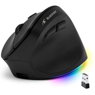 Image de Bluestork Souris sans Fil Ergonomique et Verticale, 800 2400DPI, 6 Boutons, LED RGB, Prévention Syndrome de la Souris, pour Droitier, PC, Mac 2024 (Ergonomique)