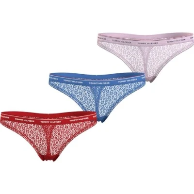 Image de Tommy Hilfiger Strings Femme Lot de 3 Premium Essential Tangas, Multicolore (Fierce Red/Blue Spell/Pearly Pink), 3XL