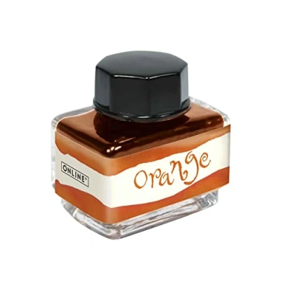Image de ONLINE encre orange, pot à 15ml, de remplissage multicolore pour calligraphie, handlettering, d&#039;écriture, encrier convertisseur, recharge base d&#039;eau