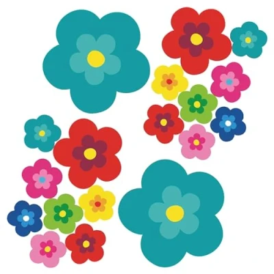 Image de tradercat pril Lot de 18 autocollants pour voiture Motif Fleurs Style rétro toute surface lisse Idéal votre (turquoise)