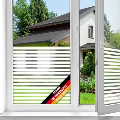 Image de d c fix film fenêtre anti regard électrostatique Linia opaque adhésif et décoratif brise vue cache pour vitre, vitrage, douche 90 cm x 1,5 m