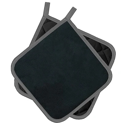 Image de Maniques Cuisine, Noires, 2 pièces, résistants à la Chaleur jusqu&#039;à 250C, Produit testé et certifié dans l&#039;UE