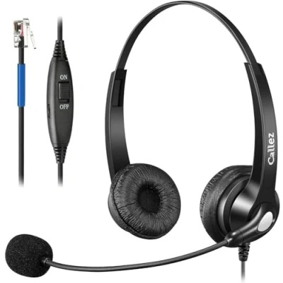 Image de Casque Téléphone Fixe RJ9 avec Micro Anti Bruit, Oreillette Téléphonique pour Cisco 7962G 7861 7821 7941G 8841 8845 8861 7811 6841 8945 9971 Plantronics M12 M22 Amplificateur Bureau Centre d&#039;appel