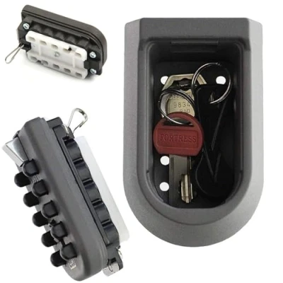 Image de FISHTEC Boîte à Clés Sécurisée Code Coffre Clefs 10 Combinaisons Programmables Utilisation en Intérieur et Extérieur Protection Etanche Zinc Aluminium 10,7 x 6,5 cm Noir