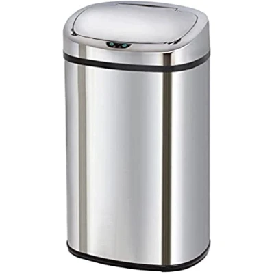 Image de KITCHEN MOVE Poubelle de cuisine automatique 58L MAJESTIC grande capacité en acier INOX avec cerclage, silver