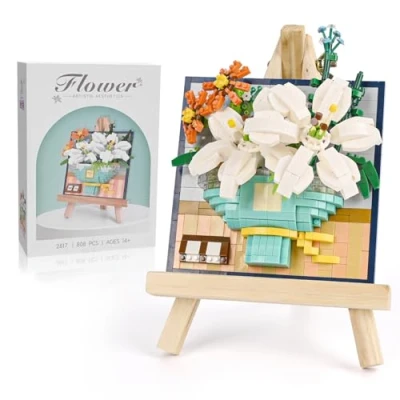 Image de Gerbala Construction de Bouquet Fleurs, Mini Kit Fleurs Artificielles, Plantes Blocs Botaniques Créatifs, Cadeau DIY Adultes et Enfants (Lys)