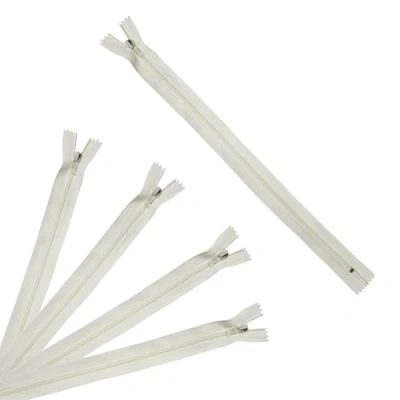 Image de Trimz Fermeture éclair à Sens Unique avec Dents de 4 mm x 5 pièces, Polyester, 15 cm Crème