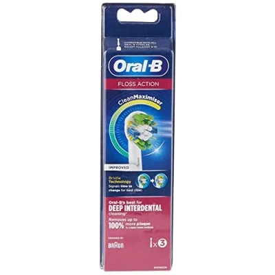 Image de Oral B FlossAction Tête De Brosse À Dents Rechargeable Rechange Avec Technologie CleanMaximiser 3 Pièces