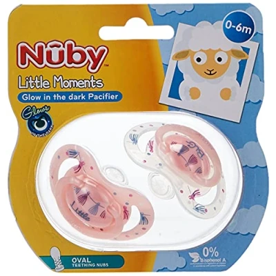 Image de Nuby Cg Tétine ovale phosphorescente 2P 0 6 mois 200 g