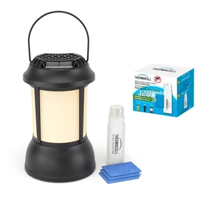 Image de Thermacell Pack Diffuseur Lanterne + Recharges 120h Jusqu&#039;à 132h d&#039;utilisation Anti Moustique et Tigres Zone de Protection 20m² Effet Rapide Inodore THLANTNRECHA120