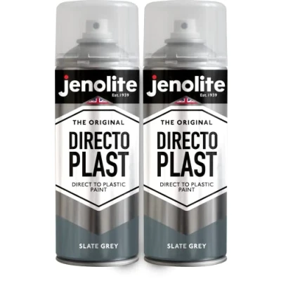 Image de JENOLITE Directoplast Peinture en aérosol brillante GRIS ARDOISE 2x400 ml multi surfaces Pour tous types de plastique Aucun apprêt requis Ral 7031