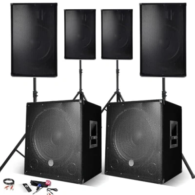 Image de IBM Système Sonorisation Complet 4400W, 4 Enceintes, 2 Subwoofers USB/BLUETOOTH CABLE PC + Pieds, Prestations SONO DJ PA