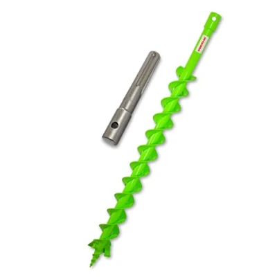 Image de foret WERHE® Profi en acier massif, de terre pour forage 60 mm à double tige extrêmement robuste avec adaptateur SDS Max pieu puits pointe précise.