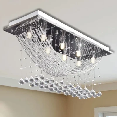 Image de Plafonnier avec perles en verre cristal Étincelant Blanc 8 x G9 29 cm 241391