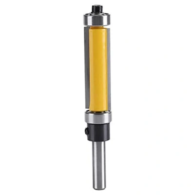Image de Mèche de routeur à queue garniture affleurante avec fraise bois pour roulements supérieurs et inférieurs Outil travail du tige 1 1/2 &quot;H * 1/4&quot;