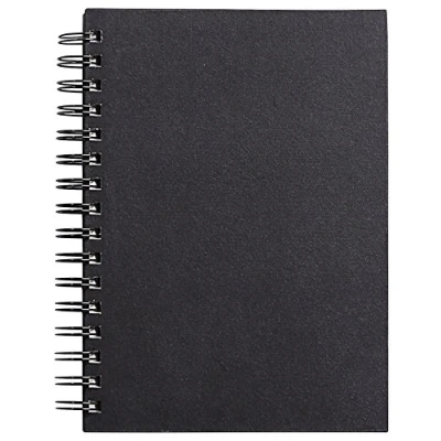 Image de Clairefontaine 34256C Carnet Spiralé Goldline 64 Feuilles Papier Dessin Blanc A5 14,8x21 cm 140g Format Portrait Couverture Rigide Noire Imitation Toile