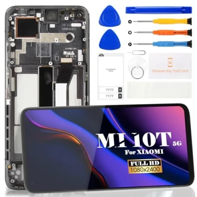 Image de Kit de réparation d&#039;écran LCD rechange pour Xiaomi Mi 10T Pro 5G 5GTouch Screen Digitizer Assemblée (avec cadre, noir)
