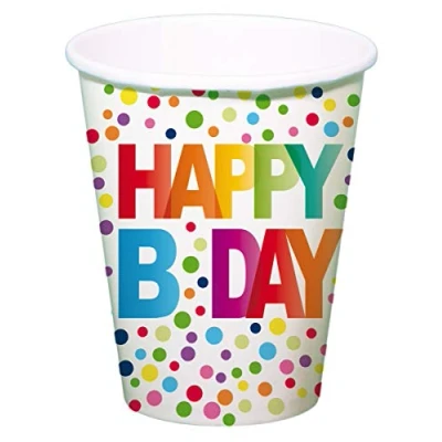 Image de Folat Gobelets Pointillés Happy Bday 250ml 8 pièces