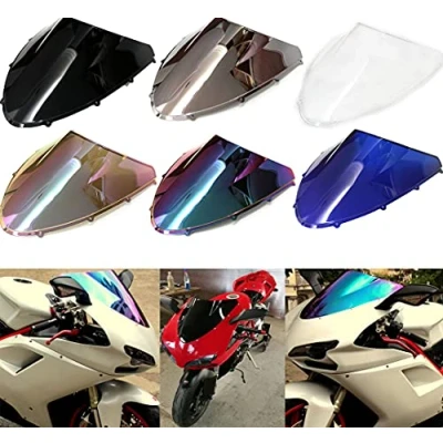 Image de Pare Brise de déflecteurs Vent Double Bulle Moto pour Ducati 1098 R S 07 09 1198 11 848 08 13 (Transparent)