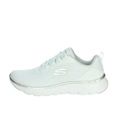 Image de Skechers Femme Flex Appeal 5.0, Bordure argentée en Maille Blanche, 38.5 EU