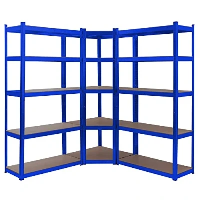 Image de AREBOS Étagère pour Charges Lourdes, Jeu de 3 d&#039;angle combinée Jusqu&#039;à 875 kg capacité Charge Montage par système d&#039;emboîtement Construction métallique Robuste Bleu