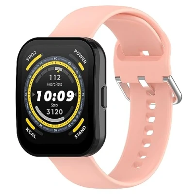 Image de GIOPUEY Bracelet Compatible avec Amazfit Bip 5/Bip 5 Unity, Souple Silicone Sangle [Résistant à l&#039;usure] [Respirant] Montre Pink
