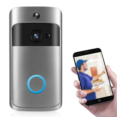Image de Sonnette vidéo sans Fil Wi FI, caméra HD avec Communication bidirectionnelle et détection de Mouvement PIR, Commande téléphonique, sécurité à Domicile, Intelligente
